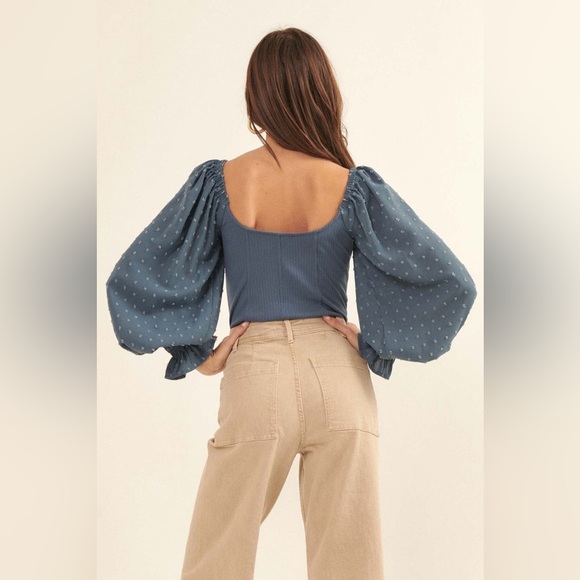 Vici Swiss Dot Ribbed Bodysuit Size Medium - Picture 2 of 9